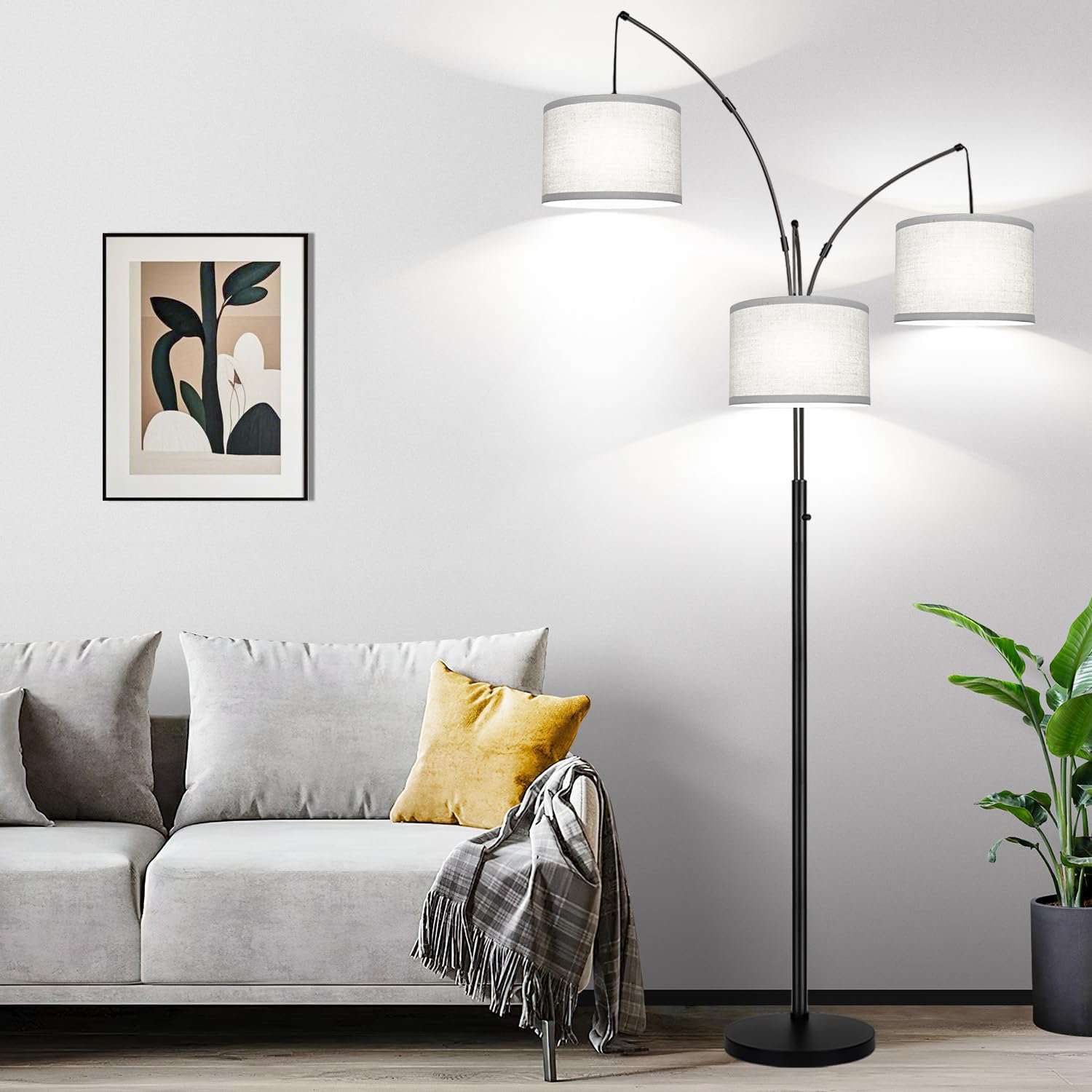 George Oliver Dimmable Floor Lamp 3 Lights Arc Floor Lamps Modern Tall ...