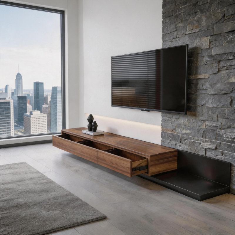 Extendable TV Cabinet with 3 Drawers | Adjustable Width 200-330cm | tv unit in Walnut, Grey & Dark Walnut for 75-100" TVs for Living Room & Bedroom  Modern Minimalist Style