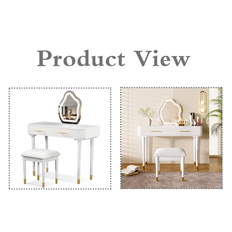 Table de coiffeuse avec miroir lumineux