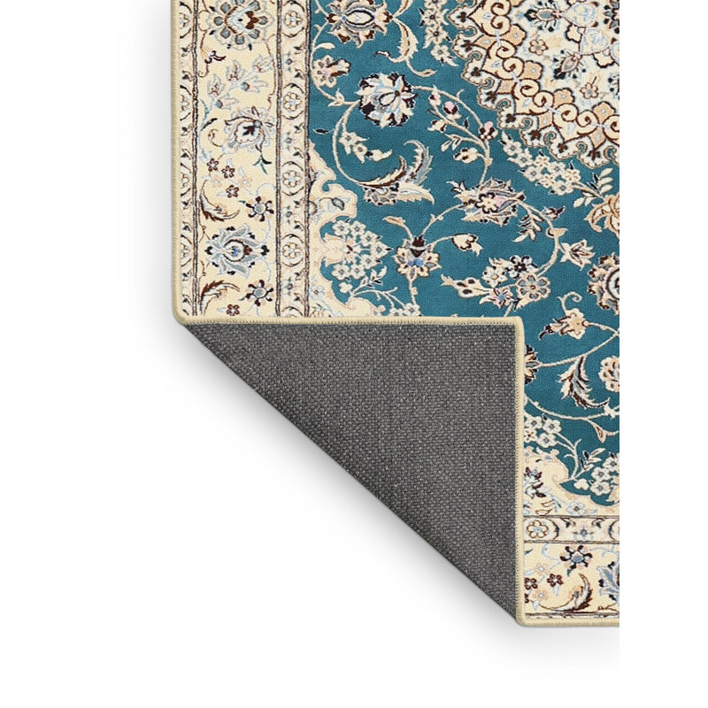 Tapis traditionnel gris / bleu Donneville, Rectangle 5 pi x 7 pi