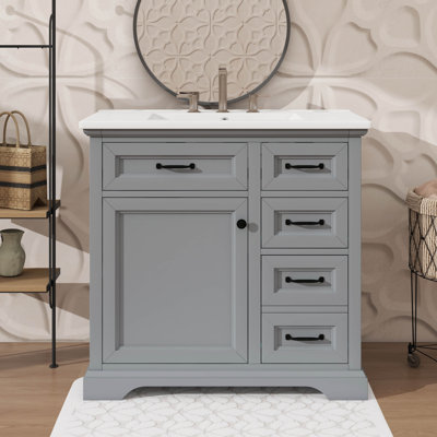 Meuble-lavabo 36 po avec lavabo 36 po, comprend 2 tiroirs et charnières de porte à fermeture en douceur