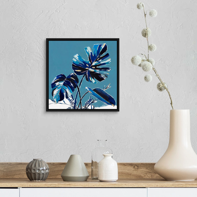 "Swaying Palms I" par Isabelle Z, reproduction d’art sur toile, H 14 po x l 14 po x P 1,75 po, Cadre noir