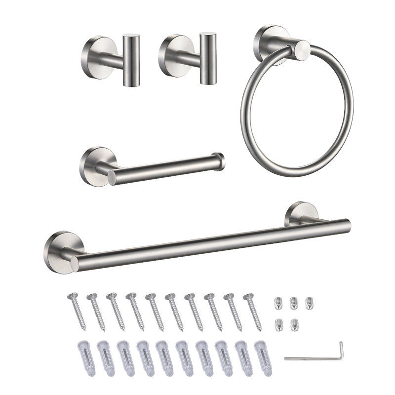 Ensemble de quincaillerie de salle de bain 5 pièces, Nickel brossé