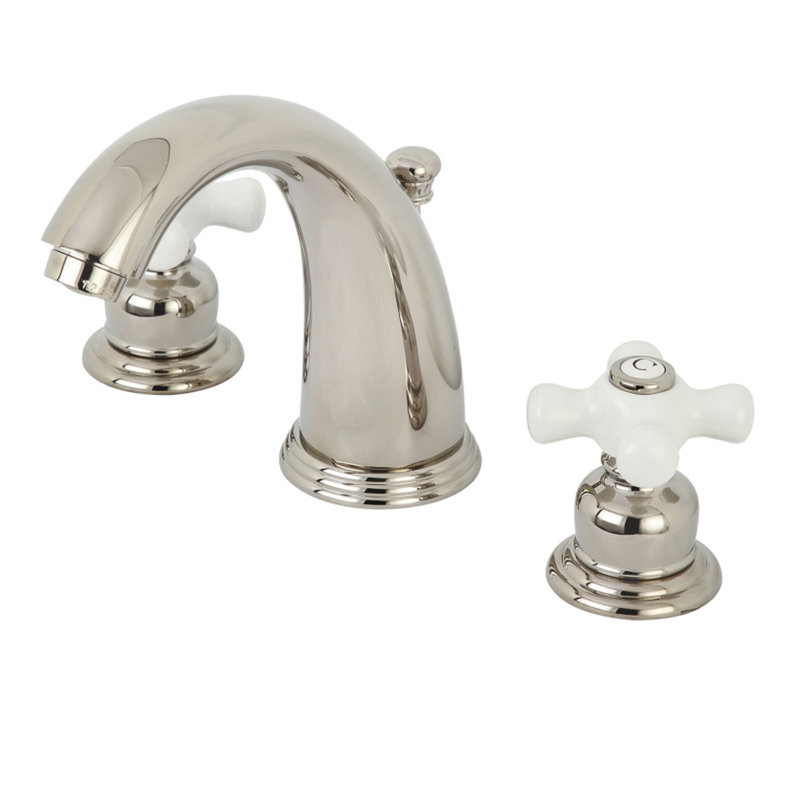 Robinet de salle de bain espacé avec ensemble de drain Victorian, Nickel poli