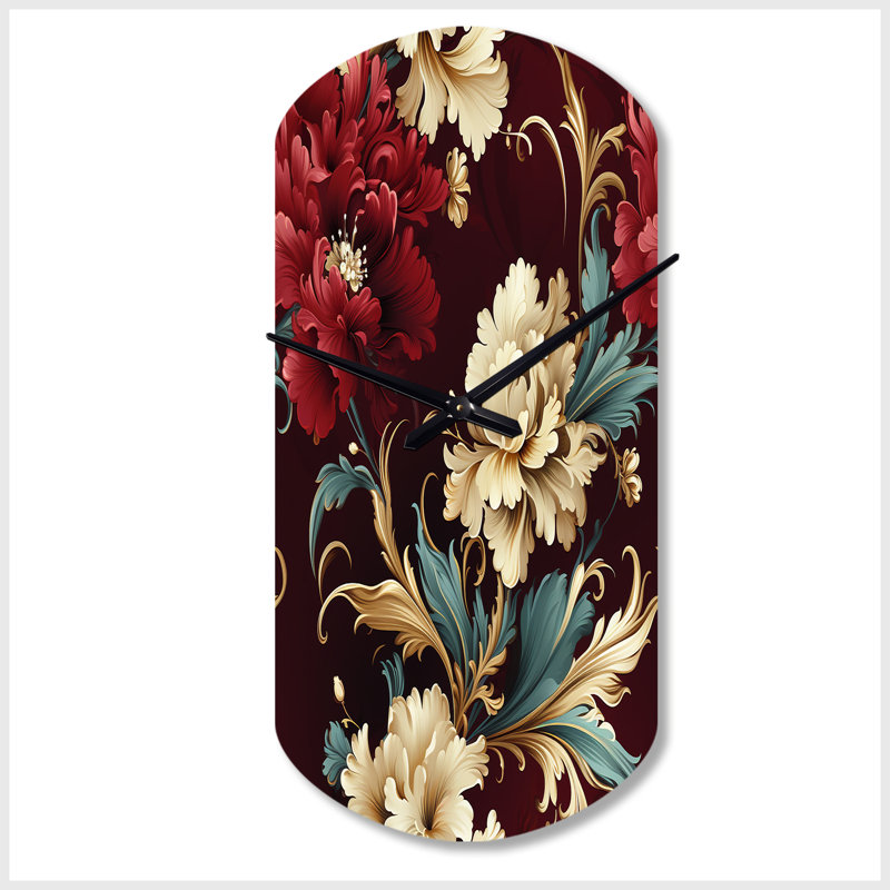 Victorian Renaissance Revival Victorian Motif - horloges asymétriques florales, Petit