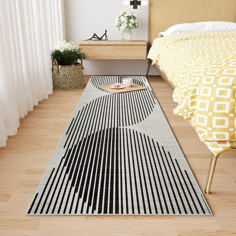 Modern Geometric Printed Area Rug & Runner, Non-Slip Washable Living Room Carpet, Runner 60 x 110 cm