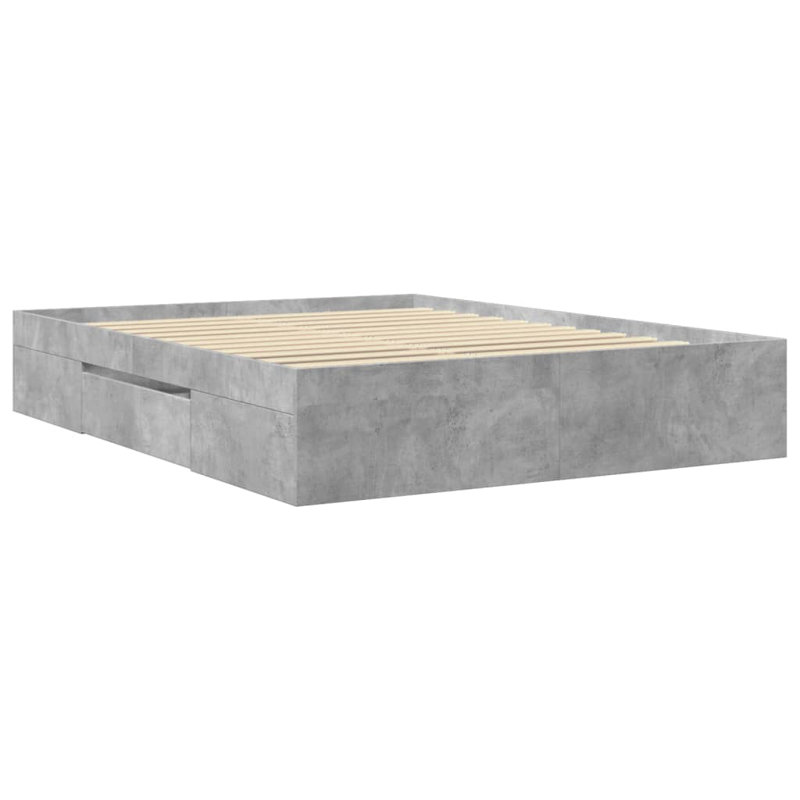 Storage Bed, Concrete Grey, European Kingsize (160 x 200 cm)