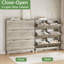 Armoire à chaussures cannelée de 53 po de hauteur avec 6 tiroirs rabattables et poignées en métal pour le vestibule-1482936884
