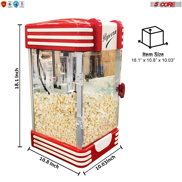 Commercial Popcorn Machine Also used in Home; Party; Movie Theater Style 4 oz. Ounce Antique 300 Watts Big Grande Size 5 Core-POP-850