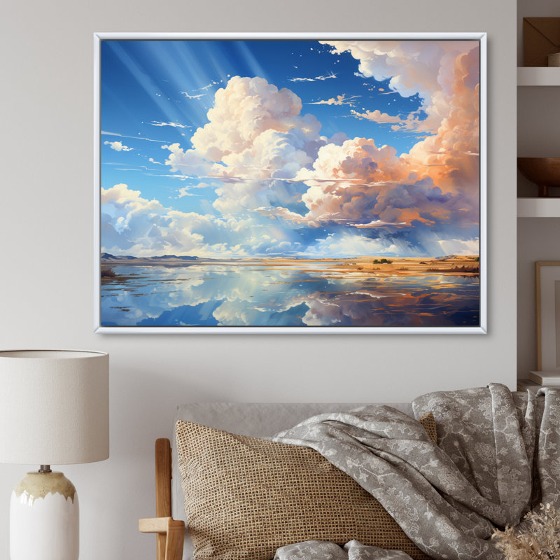 Clouds Whimsical Wisps II - impression, Cadre flottant blanc, H 24 po x l 32 po x P 1 po