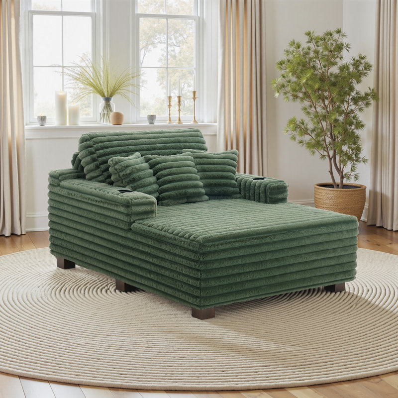 Upholstered Chaise Lounge, Green