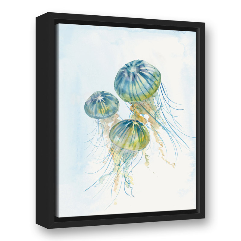 Jellies At Play, toile encadrée flottante, H 17,75 po x l 13,75 po x P 1,75 po, Cadre flottant noir