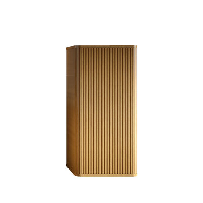 Armoire suspendue moderne et innovante en bois d'ingénierie à ouverture par simple pression, idéale pour les petits espaces.