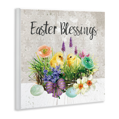 Easter Blessings Basket of Flowers Wall Plaque, design by Carol Robinson