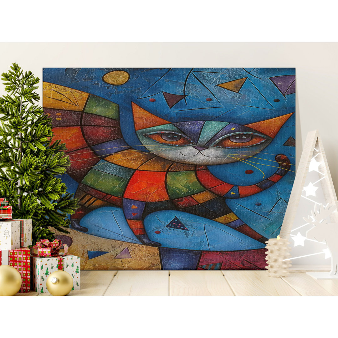 Vibrant Abstract Cat Lover Canvas Print