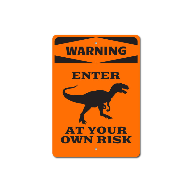 Panneau d'avertissement de dinosaure en aluminium, H 18 po x l 12 po x P 0,06 po
