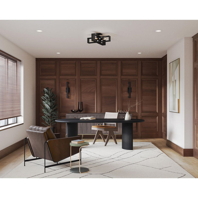 Matte Black Natural Wood Rectangle Wall Sconce