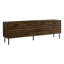 Meuble télé, 72 po, console, meuble multimédia, armoire de rangement, stratifié brun, métal noir, transitionnel