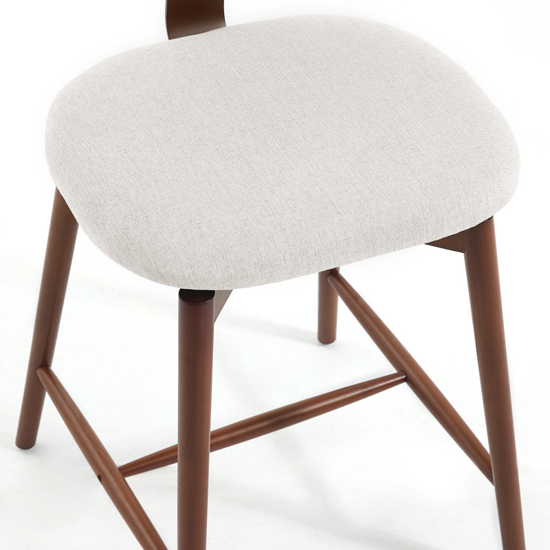 Tabouret de bar pivotant rembourré en mélange de coton avec dossier incurvé, Beige