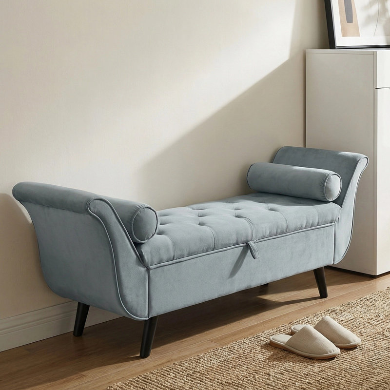 Banc de rangement Villance, Bleu brume