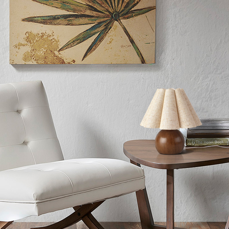 Lampe de table Lenee, Blanc, Brun clair, Oui