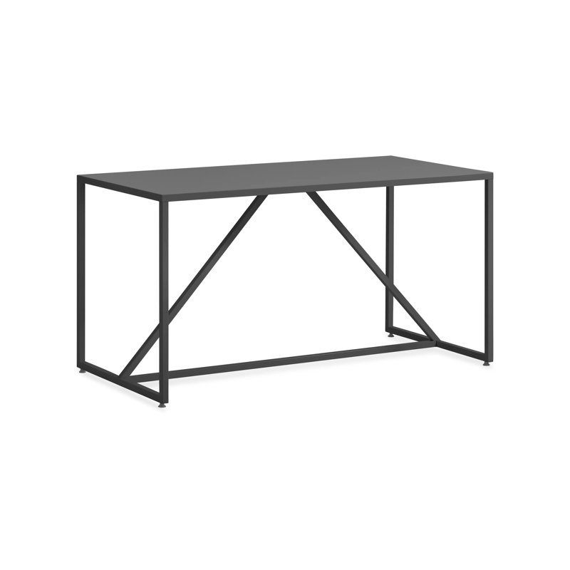 Strut Walnut Wood Dining Table, Slate, 35" W x 75" L, Bar (40" Height)