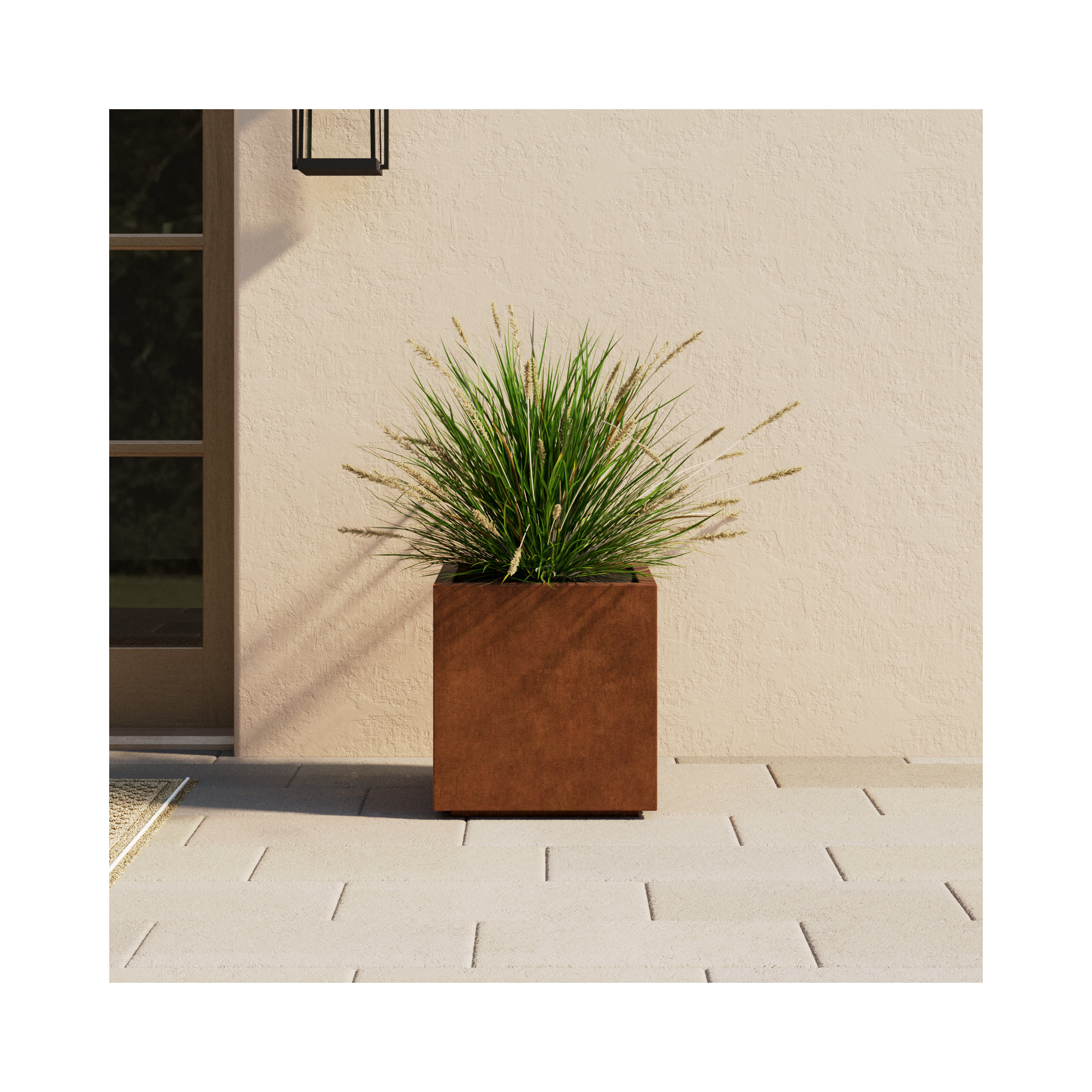 Corten Steel Series Cube Planter Box, 18" H x 17" W x 17" D
