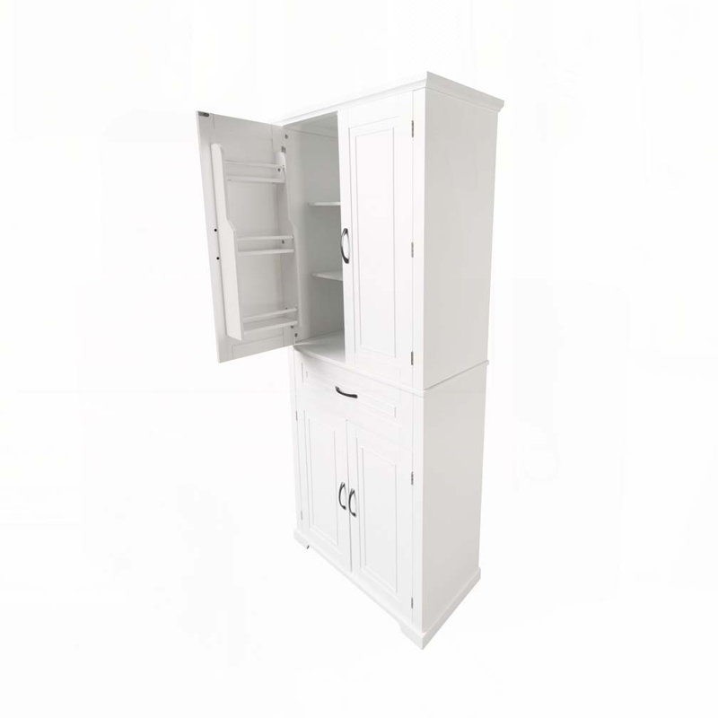 Bathroom Storage Cabinet with Doors and Drawers, Tilt-Out Laundry Hamper, Multiple Storage Space, White