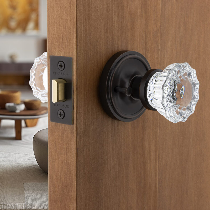 Classic Rosette with Crystal Door Knob, Timeless Bronze, 2-3/8"