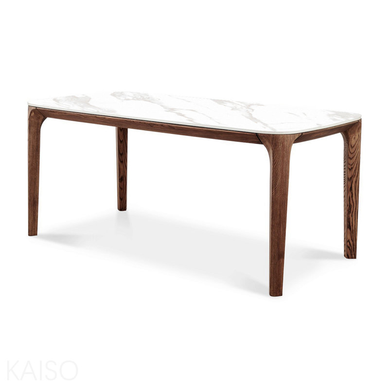 Modern Rectangular Walnut & Ceramic Dining Table / 6.6ft