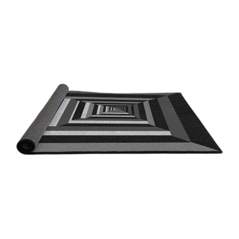 Tapis géométrique noir / gris, Rond 5 pi