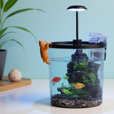 1.5 Gallon Betta Fish Tank Kit with LED Light & Oxygen Pump – Small Aquarium Starter Kit for Goldfish and Beta Fish