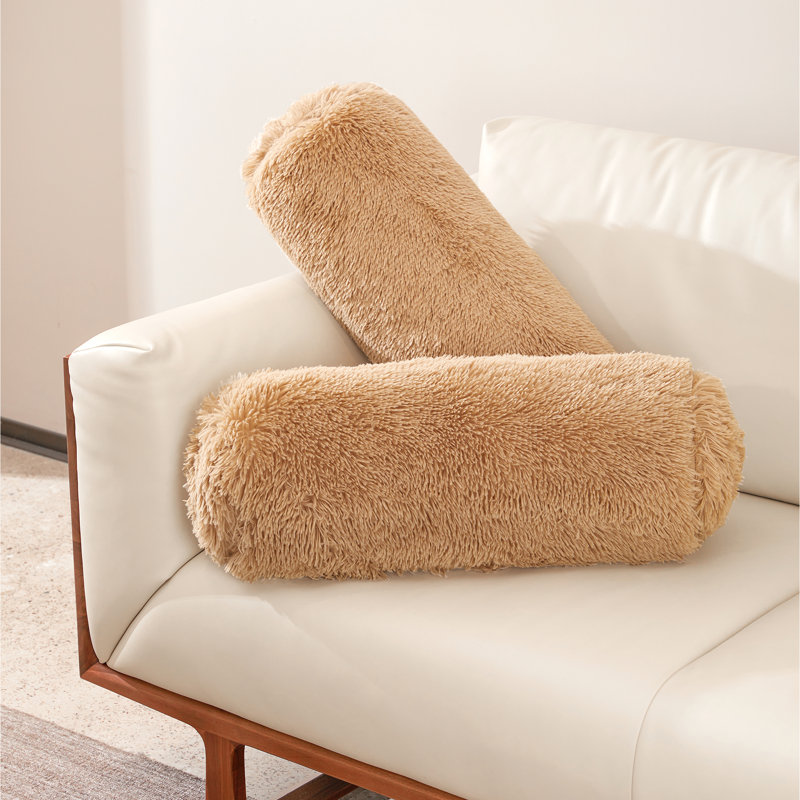 Faux Fur Throw Pillow, Taupe