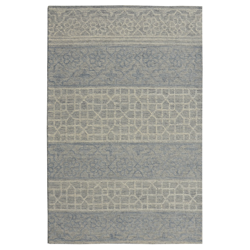 Alheli Handmade Hand Hooked Wool Blue/Gray Area Rug, Runner 2'3" x 8'