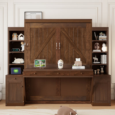 Grand lit escamotable avec bureau et rangement