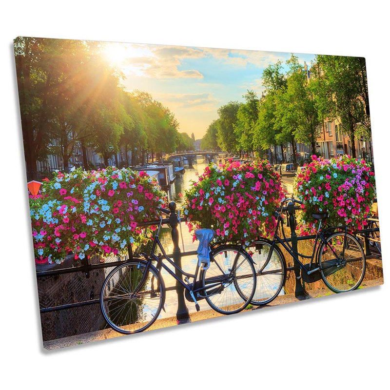 Amsterdam Canal Bicycle Framed - Wrapped Canvas Print, 30.5cm H x 45.7cm W x 2cm D