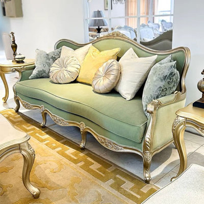 French-style fabric green sofa