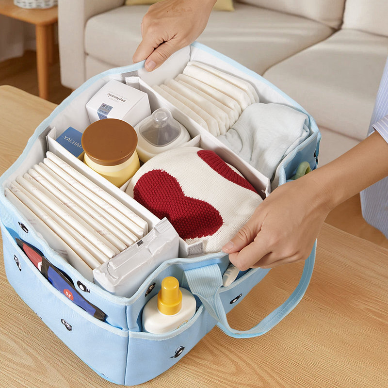 Organisateur de couches portatif avec diviseurs amovibles, rangement pour chambre de bébé grande capacité, Sky Blue