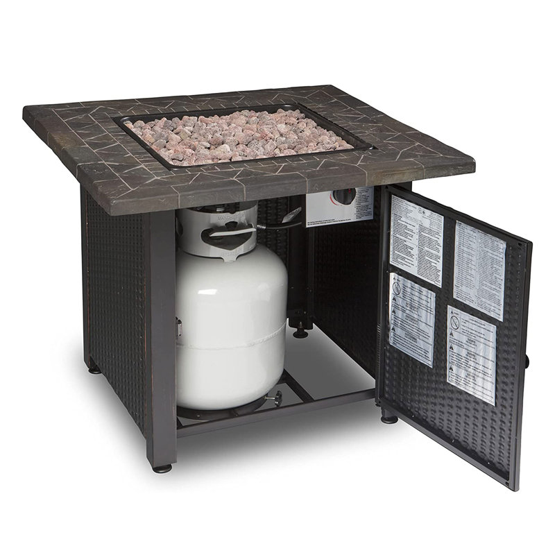 Black and Brown Steel Outdoor Gas Fire Pit Table