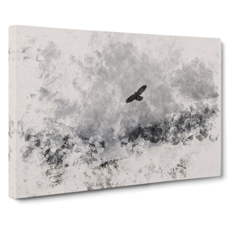 Bird Flying over Mountains - Wrapped Canvas, 60cm H x 91cm W x 3cm D