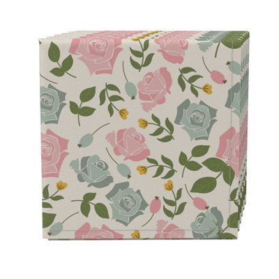 Rectangular Floral Cotton Twill Tablecloth
