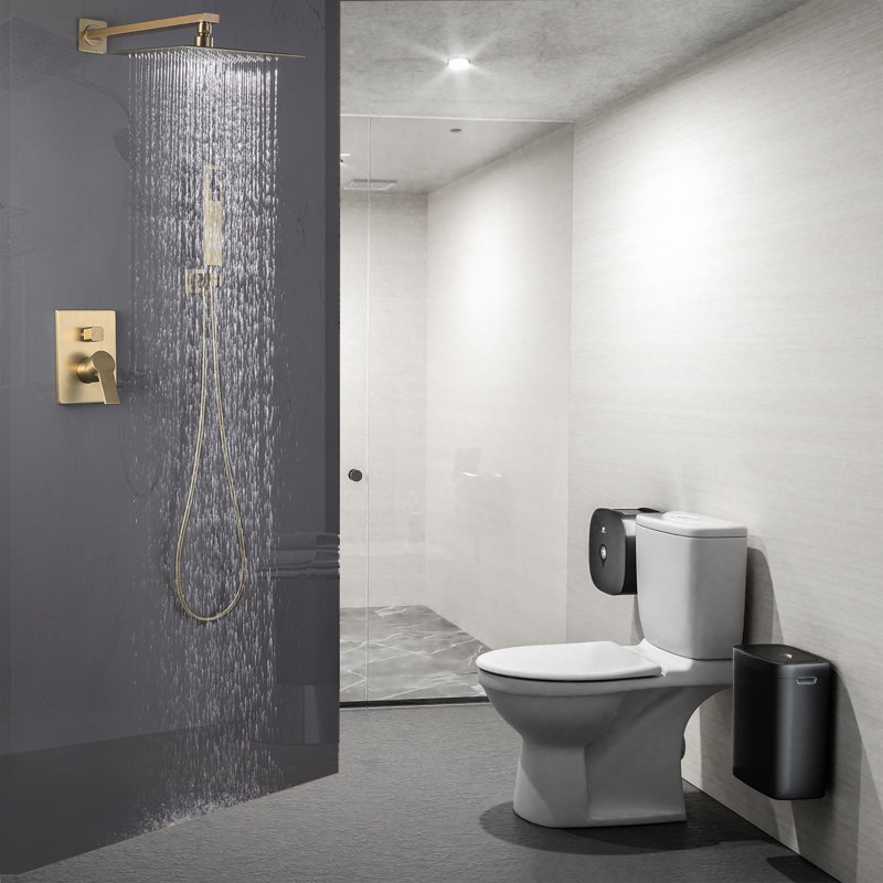 Complete Shower System with Rough in-Valve,  Brushed Gold