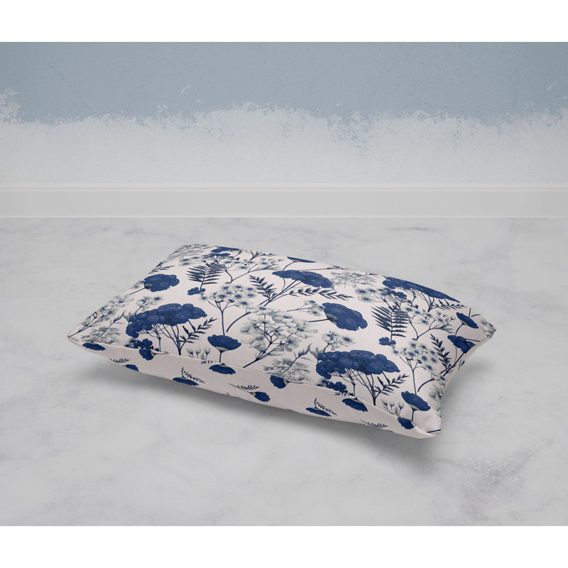 Cherry Blossom Charm  Rectangular Throw Pillow, Blue/Pink
