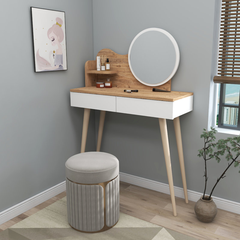 Dressing Table with Mirror Jennifer, Atlantic Pine/White