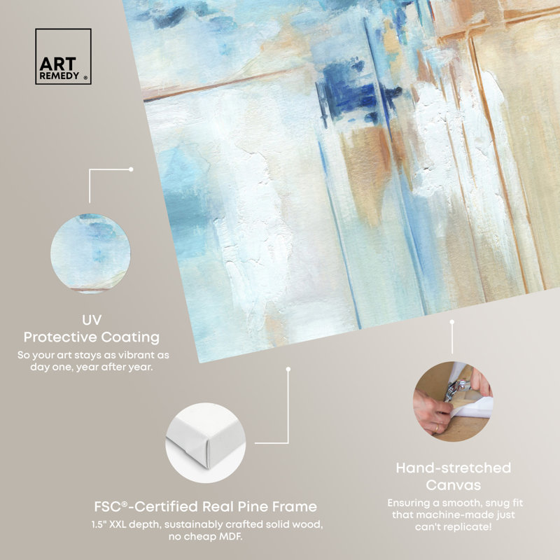 Large Blue and Beige Abstract Canvas Wall Art