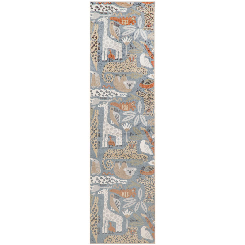 Maycon Rectangle Animal Print Machine Woven Polypropylene Plastic Rug, Runner 2'2" x 8'