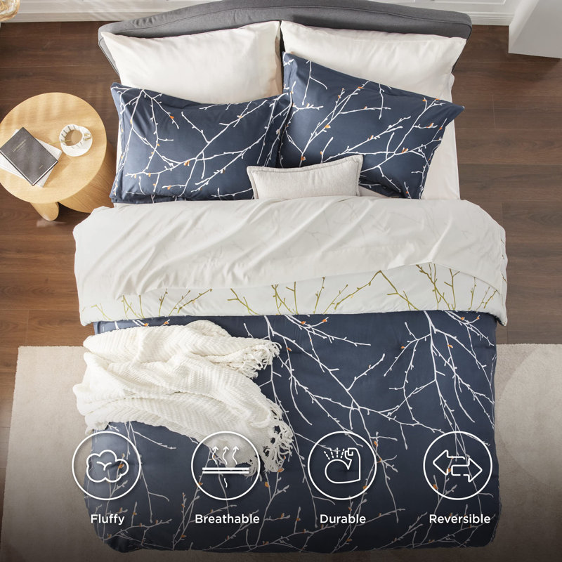Bedsure Bed in a Bag - Reversible Flroal & Plant Pattern Printed with Comforters, Sheets, Pillowcases & Shams