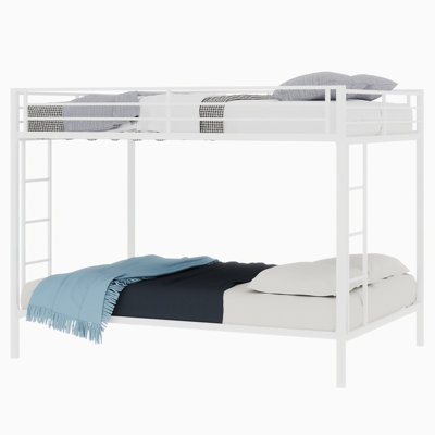 Square Tube Iron Bunk Bed With Two Full - Size Beds, Structure, Resists Wear, Saves Floor Space, 137Cm X 190Cm White White, Multi Functional, Bed, Sleeping Areas, Robust Frame, Shared Accommodations