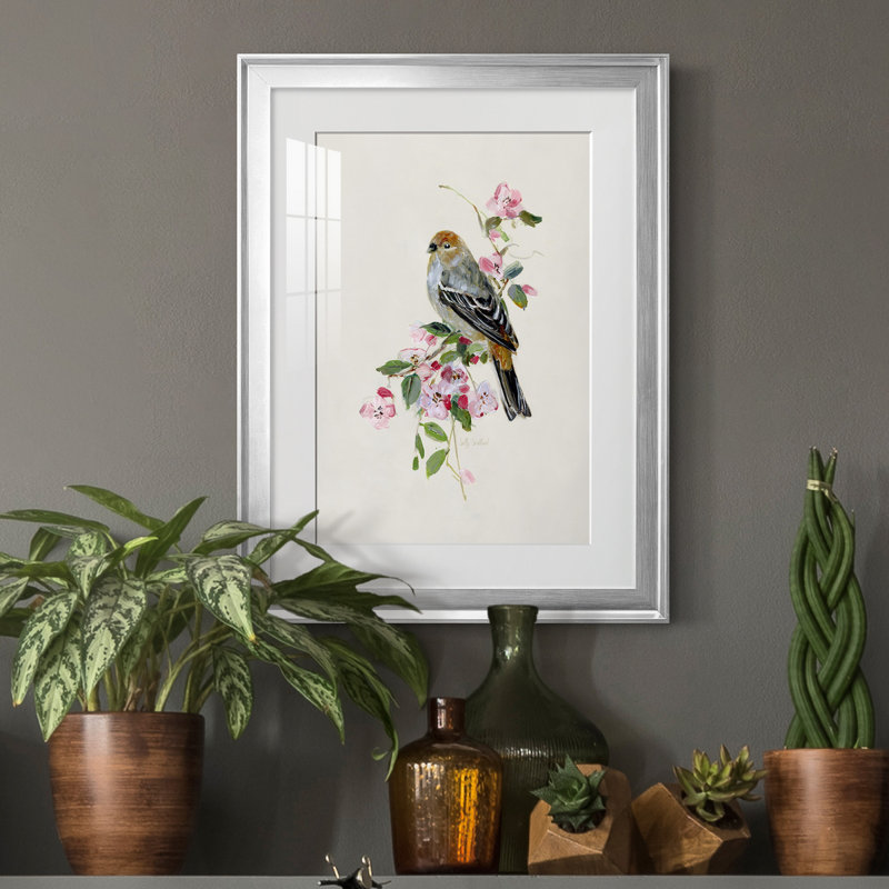 «Spring Song Goldfinch» - peinture encadrée, H 22,5 po x l 30,5 po x P 1,5 po, Argent