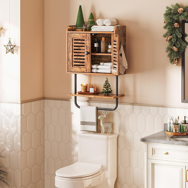 Double Doors Bathroom Wall Cabinet With...